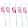 5Pcs Pink Flamingo Paper Straws Luau Tropical Beach Party Barware Favor