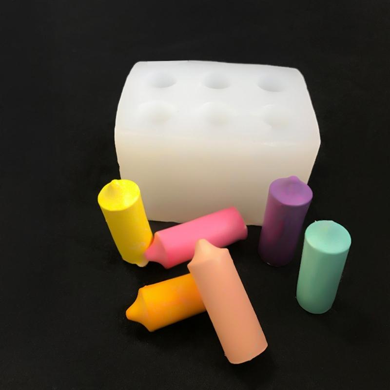 6 Cavities Silicone Pillar Candle Molds for Epoxy Resin Making Candle Soap Chocolate Fondant Molds for Candy Cake Baking