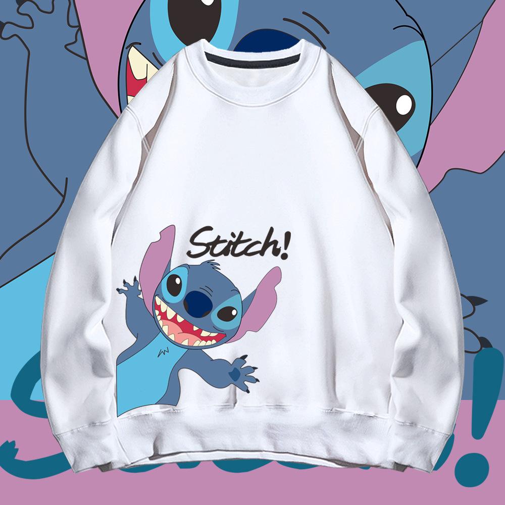 Stitch Crew Neck Sweater Men's and Women's Trendy Brand Autumn Animation Cute Couple Loose Shoulder Clothes
