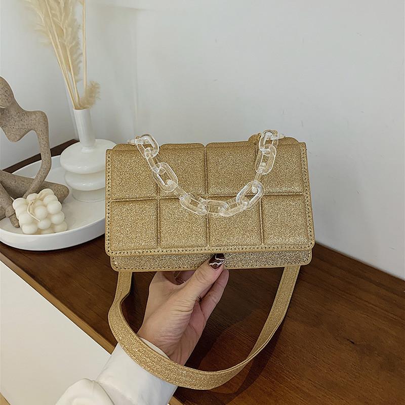 Stylish Chain Minimalist Square Bag 2023 Summer New Casual Commuter Shoulder Bag Trendy Popular Handbag