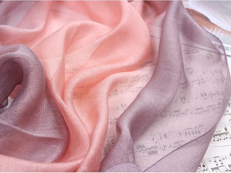 Dual-Use Gradient Mulberry Silk Scarf: Cotton, Linen & Silk Wrap for Women