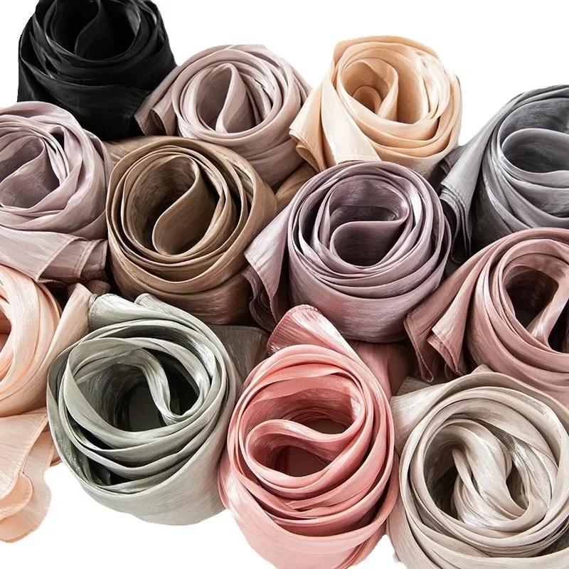 180Cm Solid-Color Headscarves Imitaed Silk Scarves Thin Large Gauze Scarves Travel Sun Protection Shawls Island Silk Scarves