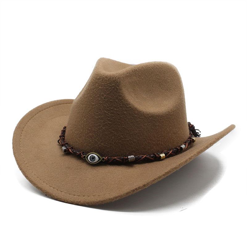 Versatile Western Cowboy Hat Rolled Brim Hat Men'S And Women'S Tibetan Top Hat