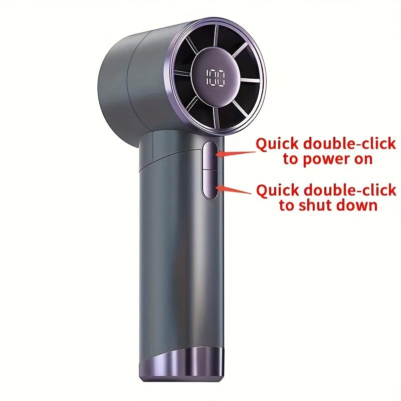 1pc Turbo Handheld Fan with LED Display, 100 Speed Adjustable Portable Mini Fan USB Rechargeable 1200mAh, Max Wind Speed 9m/s,