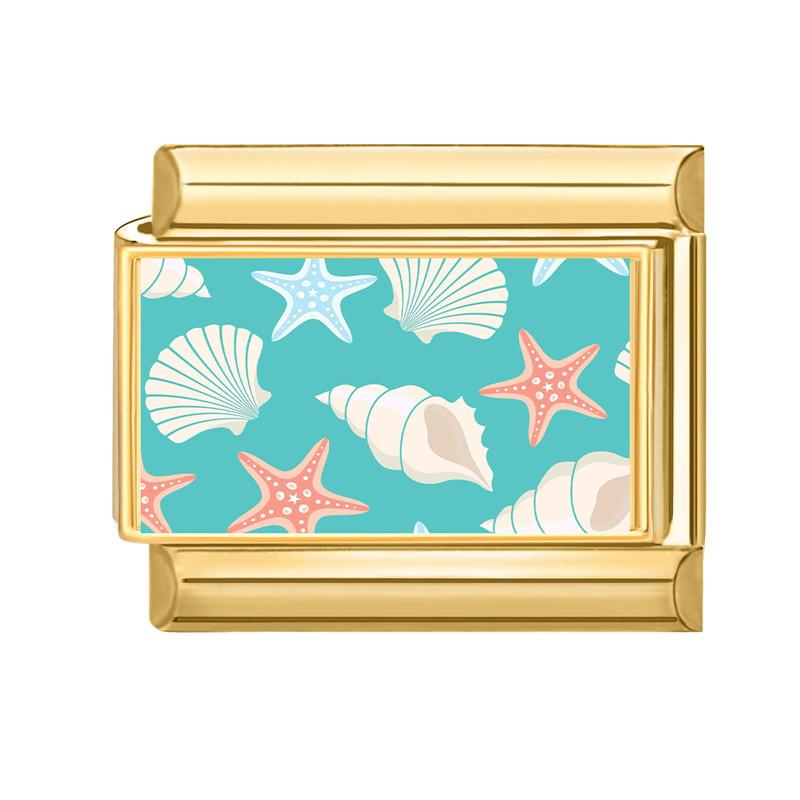 New Sea Series Starfish Shell Crab Conch Golden Italian Charm Links Fit 9mm Stainless Steel Bracelet DIY Making Christmas Gift