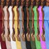 2025 Damen Rundhals ärmelloses mehrfarbiges langes Schlitzkleid