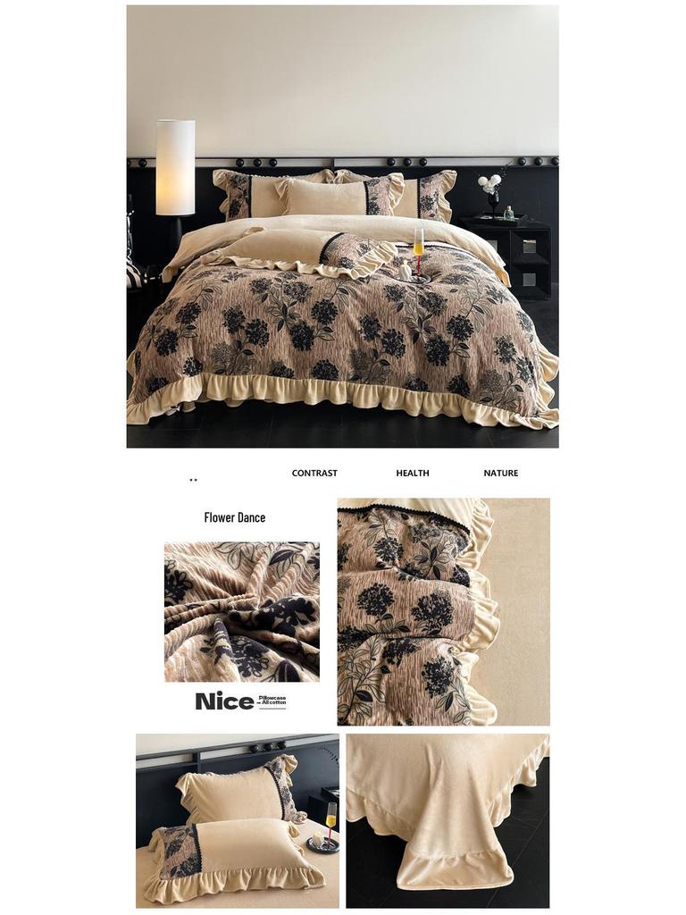 Ultra-Thick Warm Autumn/Winter Velvet Carved 4-Piece Bedding Set - Class A, Anti-Static, Ideal for Mother and Baby.