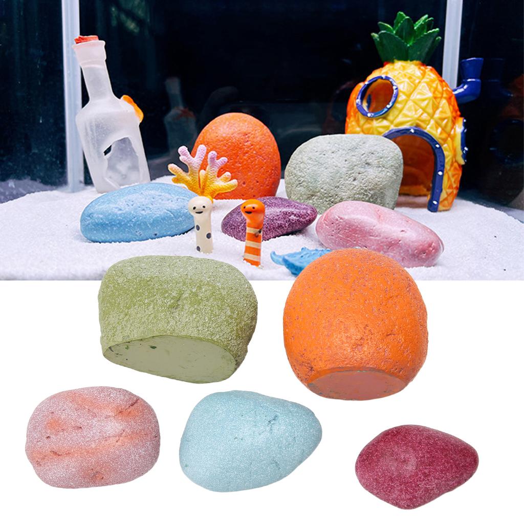 Aquarium Stones 5 Pieces Colorful Aquarium Decorative Stones, Colorful Gravel for Aquarium Rocks Aquarium Pebbles Vase Filler Gemstones Aquarium Rocks