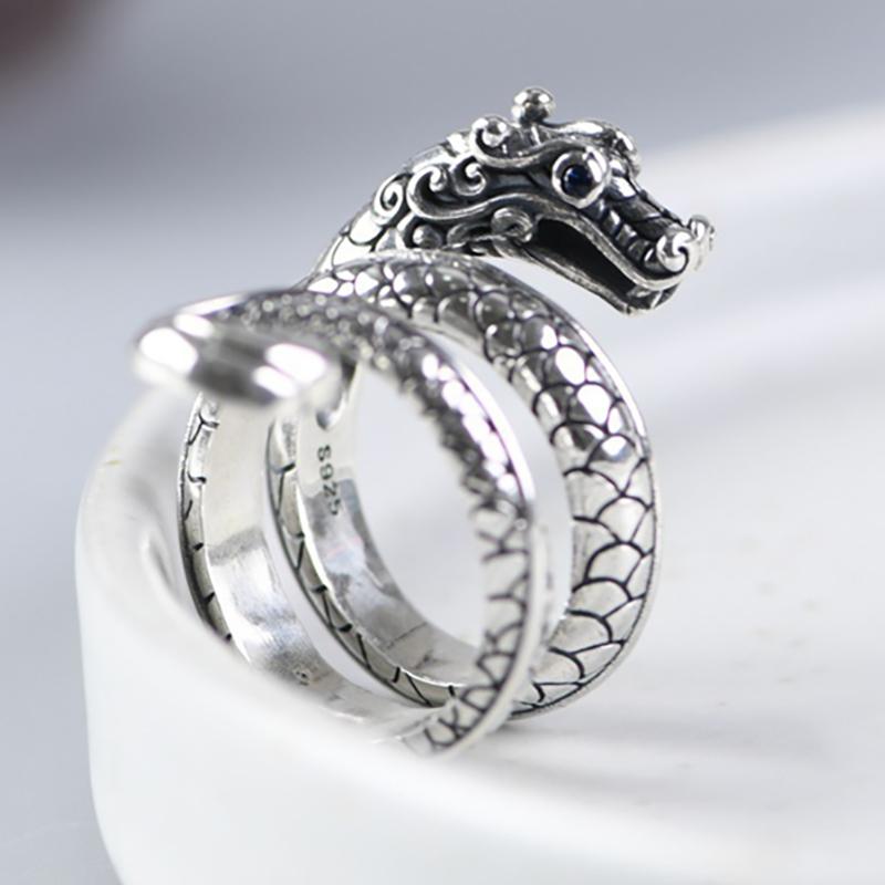 foxanry Geometrischer Drache-Ring für Damen und Herren, übertriebene Persönlichkeit, Hip-Hop-Party, Schmuck, Accessoires, Geschenke
