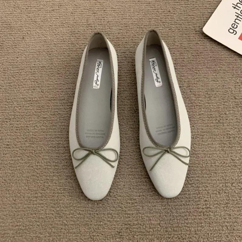 Elegantbow Französischer Stil Damen Ballerinas 2025 Neu Abendliche Feen Tweed Schuhe Gummisohle Winterschuhe für Damen