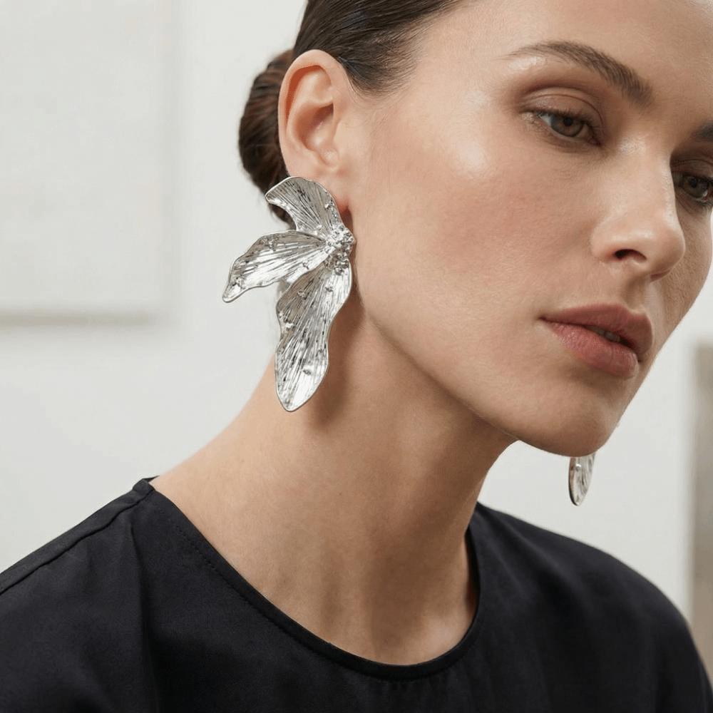 Gold Color Metal Geometric Earrings Personality Fashion Jewelry Gift Leaf Earrings  Holiday
