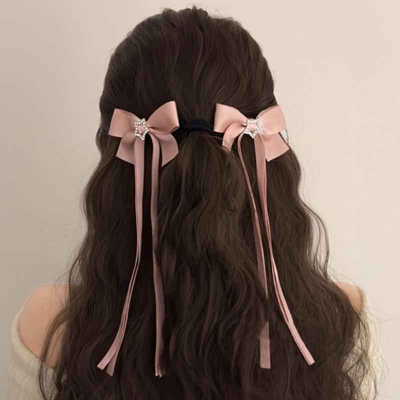 Long Ribbon Bowknot Hair Clip Sweet Girl Ballet Hairpin Women Hair Styling Accessories for Thin Hair French Barrettes