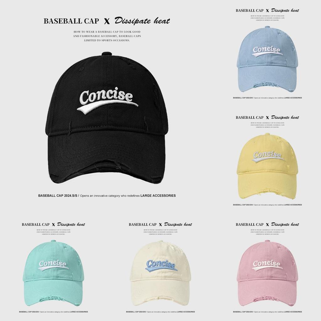 Adjustable Cotton Cap With Retro Font Embroidery And Sun Protection For Outdoor Activities