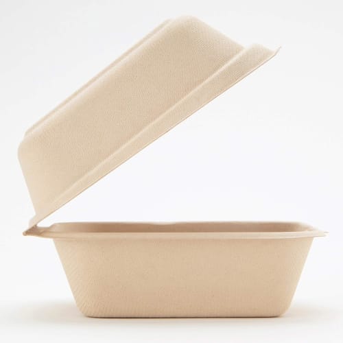 Strix Design Bagasse Molded Sugarcane Pomace Food Packs, Square, 1000 count (40 packs of 25), 16 x 15 x 8 cm, Brown, Water and Oil Resistant, Microwav