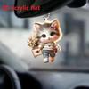 Christmas Car Pendant Cute Cat Car Decoration, Backpack Keychain Set, Unique Bag Car Decoration, Acrylic Rearview Mirror Pendant Pet