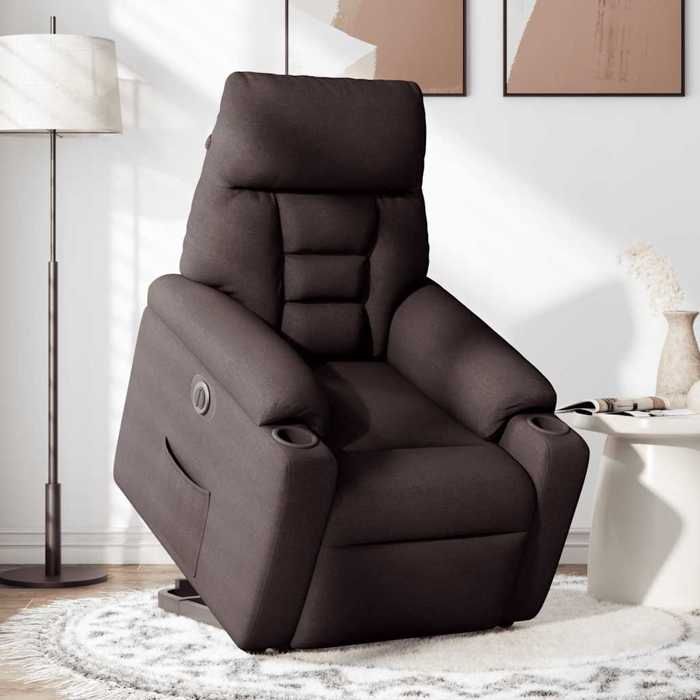 VidaXL Electric Recliner Dark Brown Fabric 3303057