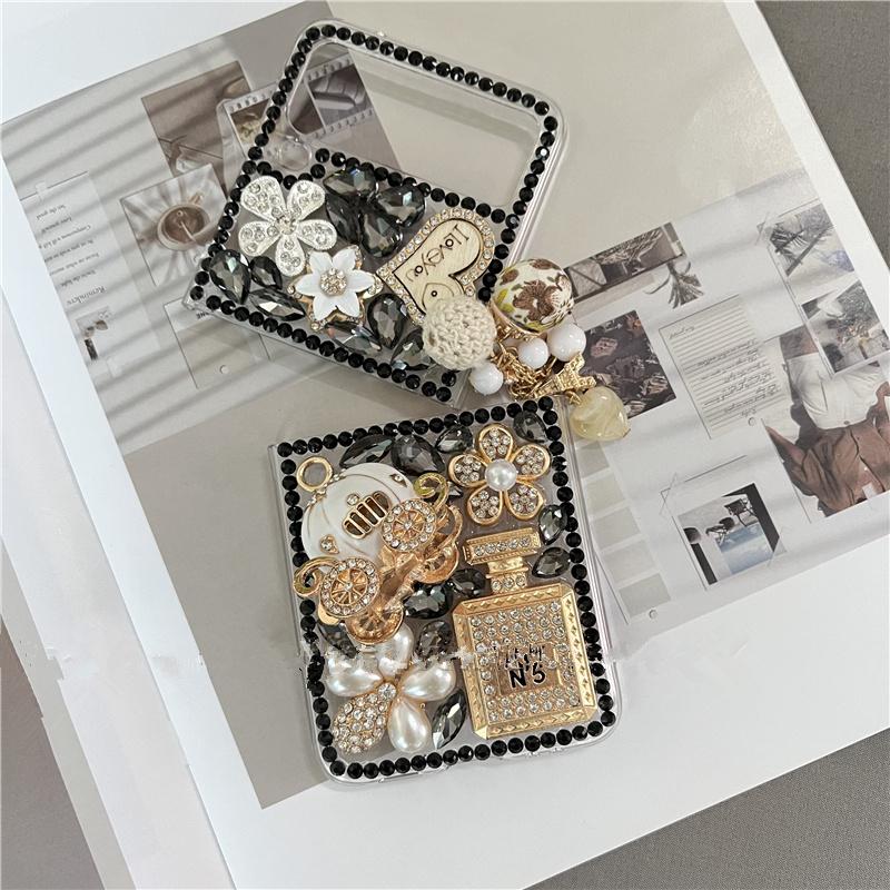 

Роскошный блестящий чехол со стразами и цветами для Samsung Z Flip 3 4 5 Z Fold 4 S22 S23 ultra S20 FE S10 A12 A22 A32 A52 A13 A53 A54 A14, блестящий чехол iphone 15 plus чёрный