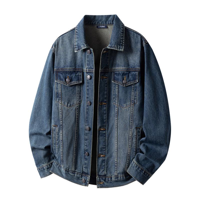 

Men s Retro Workwear Denim Jacket - High Quality, Spring/Autumn, Lapel Design M