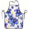 1pc Blue Purple Floral Art Print Apron, Durable And Easy To Clean, Adjustable Waistband, Polyester Material, for Kitchen Cooking, Gardening, Orchard P