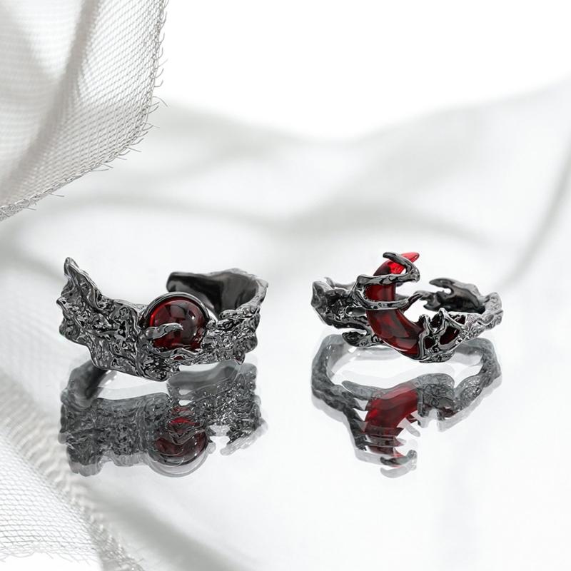Anello Ispirato al Sole/Luna Misura Regolabile Anello Aperto con Finitura Effetto Liquido Accessorio Accattivante per Coppie