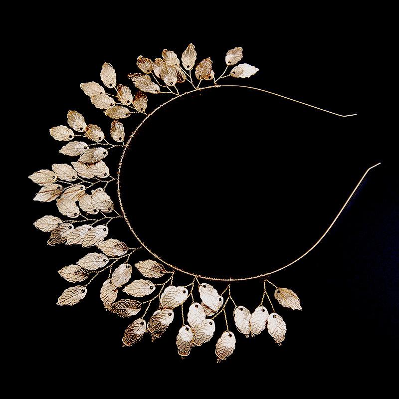 Pearl Headband Leaf Wreath Headband Mori Bride Crown Sweet Headband Tie Wedding Dress Hair Crown Headgear