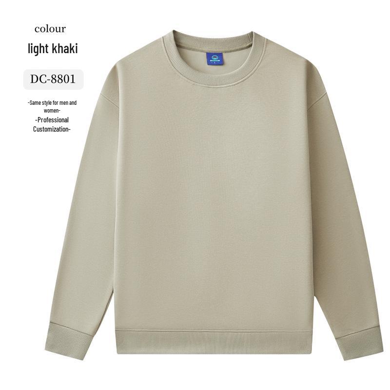 Dark Green Cotton Hoodie with Logo: Corporate Team or Class Uniform, Long Sleeve, Round Neck for Autumn/Winter.