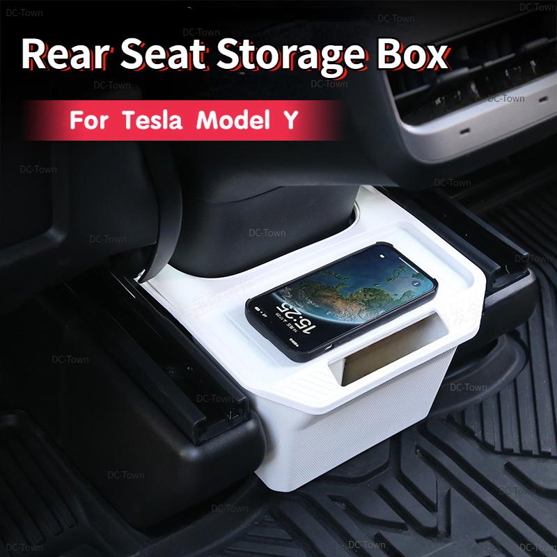 Rear Seat Storage Box for Tesla Model Y Organizer Center Console B Backseat Trash Can Garbage Bag Under Seat Tray Accessories