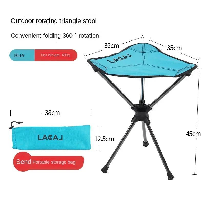 Outdoor Portable Leisure Folding Small Mazar Super Light Aluminum Alloy Rotating Triangle Chair Fishing Camping Bench