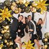 Black and Gold Balloon Arch Kit, AivaToba 126 Pieces Black Gold Metallic Chrome and Gold Confetti Balloons, Party Decoration Set for Graduation,