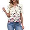 Womens Shirts Summer Business Casual Work Tops Short Sleeve Button Down Collared V Neck Blouse T-Shirt