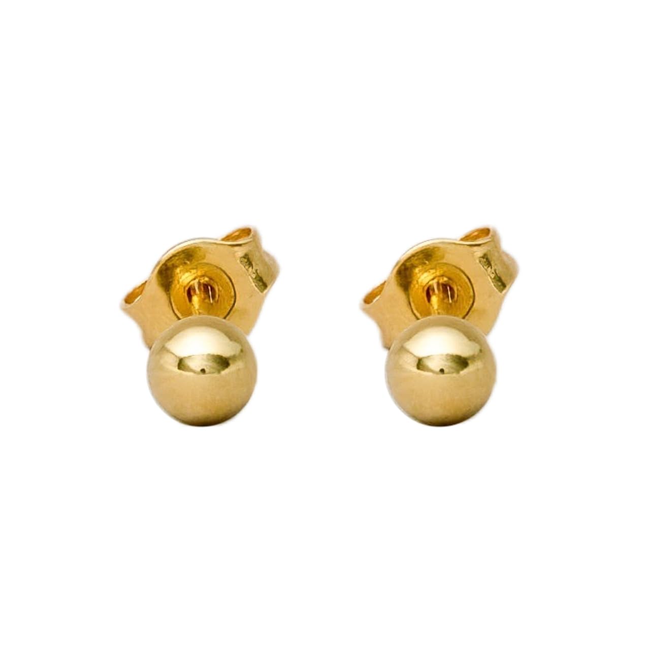 

HRYS 18K K18 Metal Hypoallergenic Earrings 4mm Round Ball Simple Small Small Coin Made in Japan 3021 [HILLS] [18K Post] (Gold) золотий