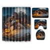 Halloween Shower Curtain Floor Mat Combination Four-Piece Set Bathroom Toilet Carpet Door Mat