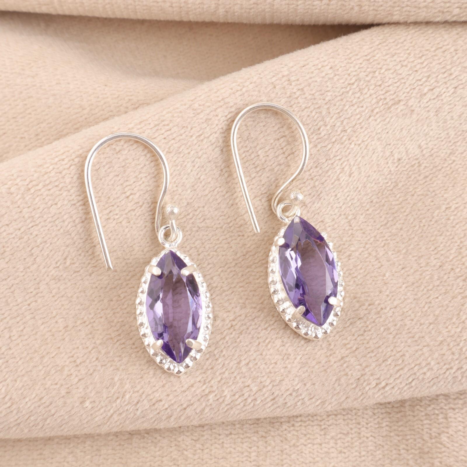 

Натуральный камень иолит 925 стерлинговое серебро ювелирные изделия ручной работы серьги 1,4 для нее EE-169-10