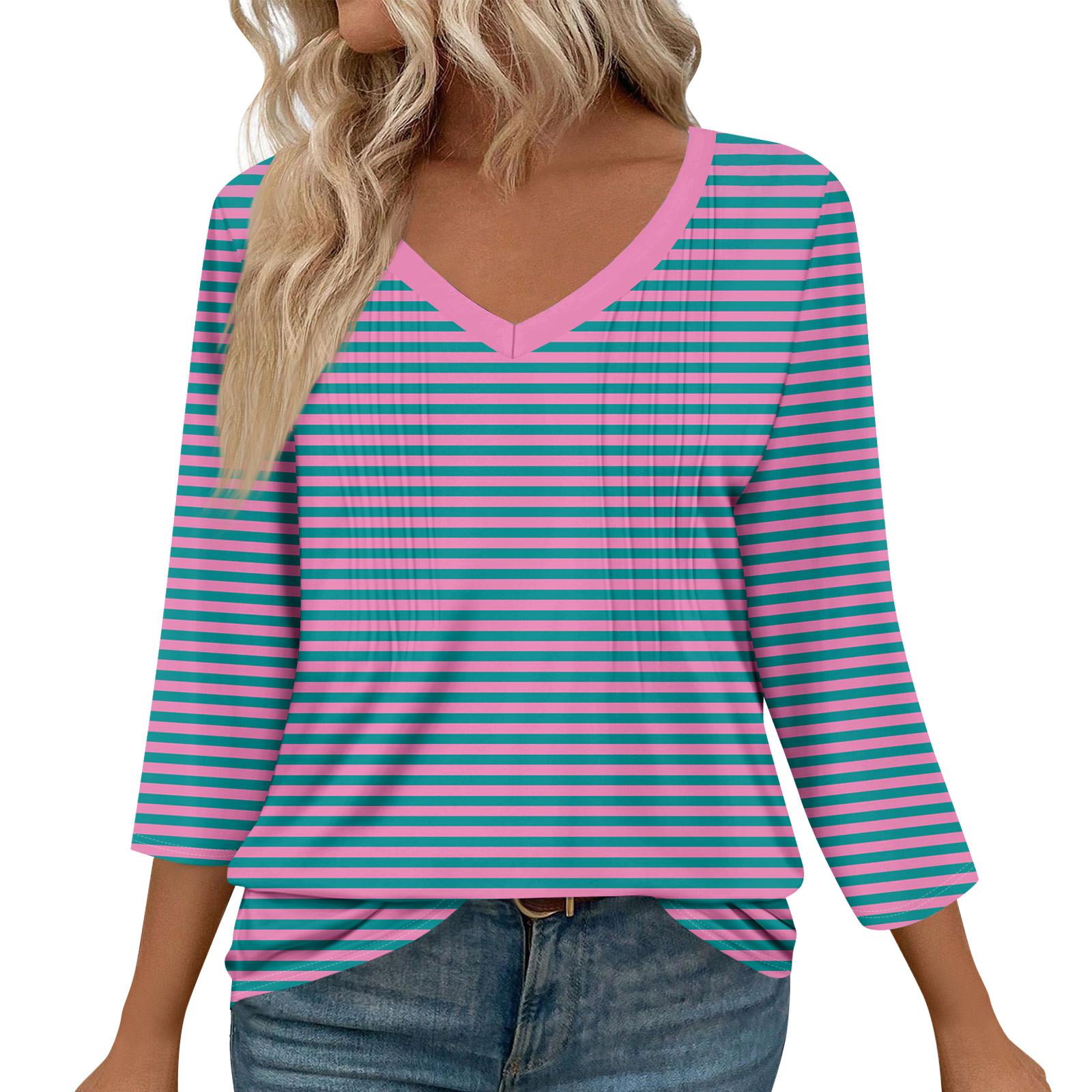 

Женская мода повседневные топы с рукавом 3/4 плиссированные модные топы футболки M синий