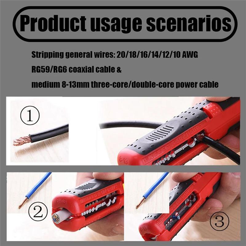 AD23-1PCS Wire Stripper Multi-Function Portable Pen Stripper, Network Cable, Wire, Coaxial Cable, Wire Cutter,10-20AWG