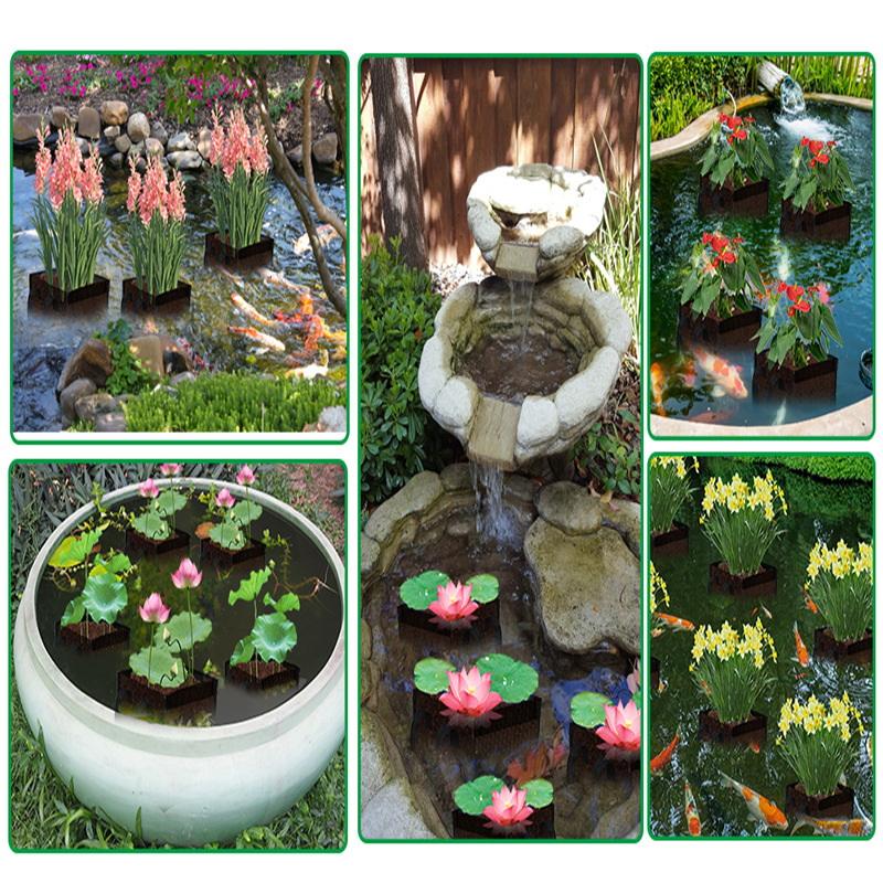 4 Pcs Black Mesh Pond Planting Baskets Square And Round PVC Water Lily Bags With Sturdy Handles For Aquarium Garden Decoration
