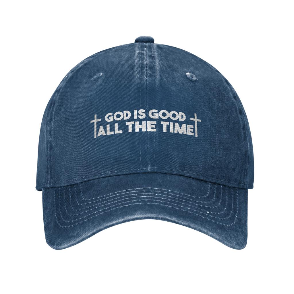 God Is Good All The Time Bible Quote Unisex Baseball Caps Jesus Christian Distressed Cotton Hats All Seasons Travel Soft Sun Cap