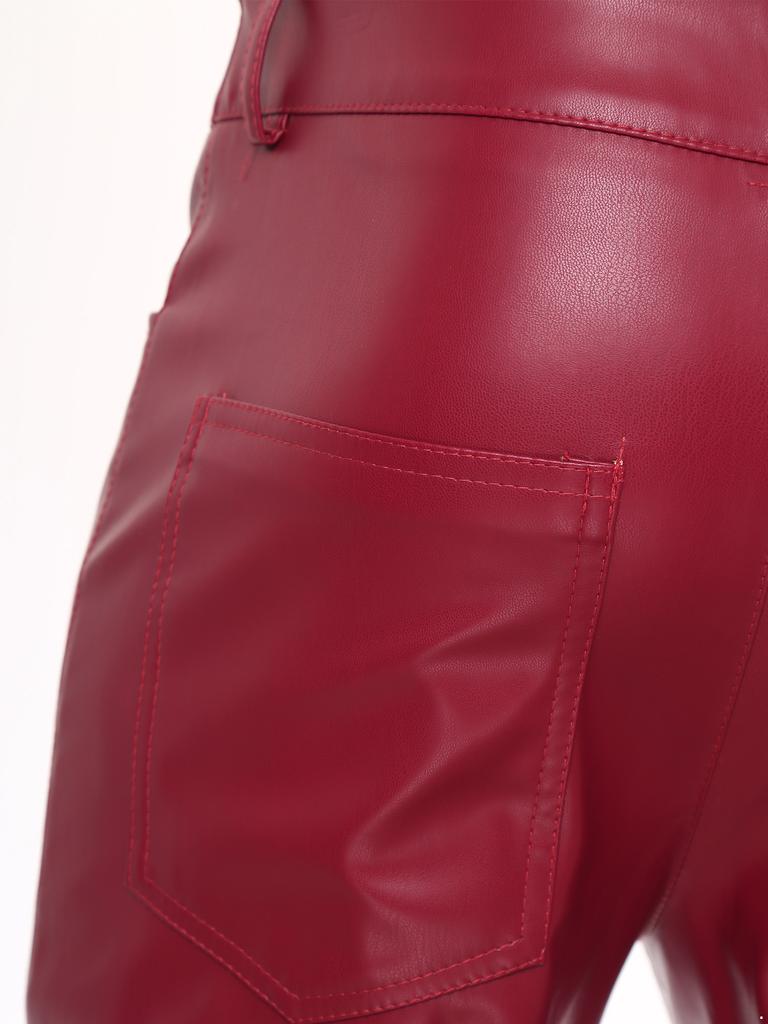 Mens Slim Fit Stretch Fashion Casual Faux Leather Pants Disco Pants Trousers