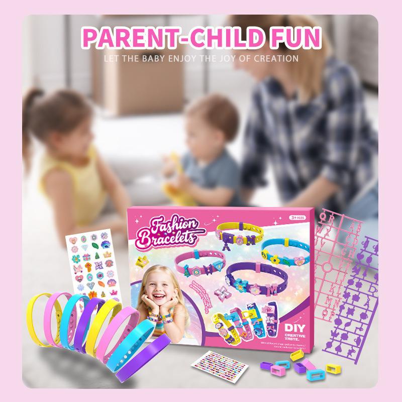 Children's DIY Beaded Bracelet Kit: Creative Cartoon Pendant & Girls' Accessories