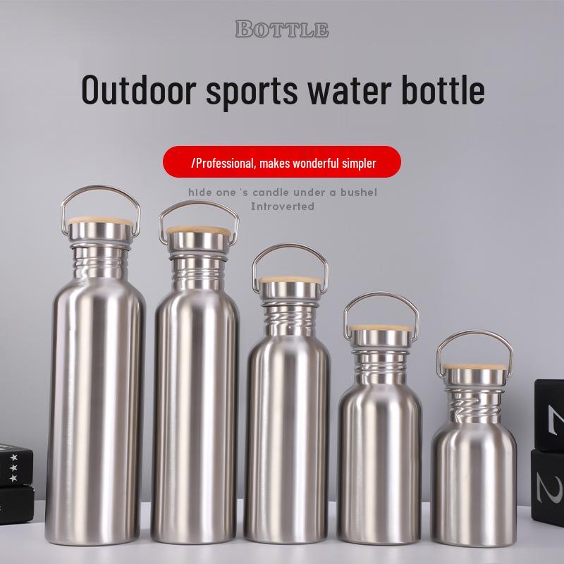 304 American Large Mouth Stainless Steel Sports Water Bottle, Large Capacity, Single Layer, Outdoor Portable Flask