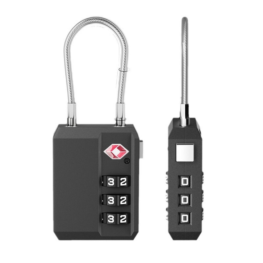 Portable TSA 3 Digit Combination Lock Lightweight Anti-theft Customs Password Lock Security Tool Wire Rope Padlock Travel