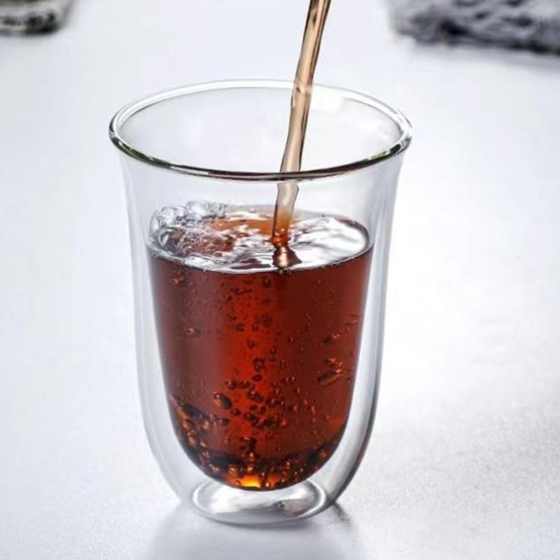 80-230ML dvouvrstvý skleněný hrnek s vysokou tepelnou izolací z borosilikátového skla, šálek kávy a čaje, snídaně, mléko, džus, pivo, průhledný hrnek