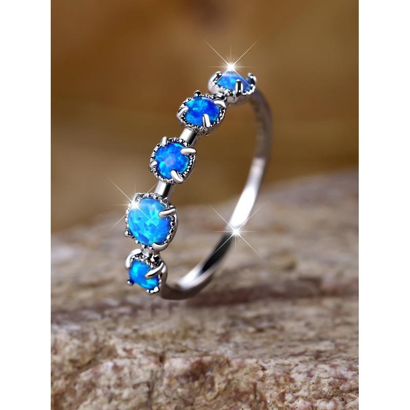 

Cold Wind Gold Five Round Opal Ring Simple Jewelry no. 10