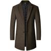 Men's Mid-Length Wool Coat - Autumn/Winter Casual Overcoat, 2025 Windbreaker for Middle-Aged Men