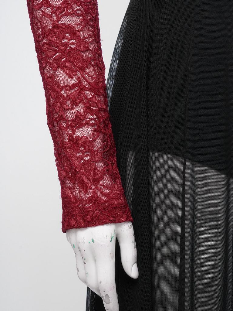 Women Modern Dance Costume Single Sleeve Dress Floral Lace Mesh Patchwork Rhinestone Classical Ballet Dance Outfit Lyrical Dress