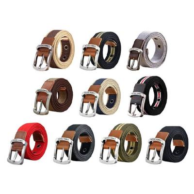 Fashion Unisex Canvas Belt Adjustable Pin Buckles Waist Band For Daily Use Gym Hiking School Event And Casual Outfit