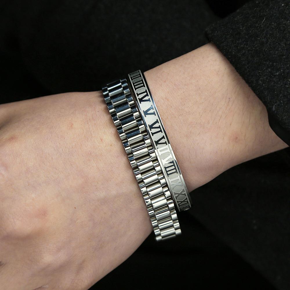 Geometrisches Offenes Armreif aus Titanstahl für Herren und Damen Trendiger Schmuck Geschenk für Reisen