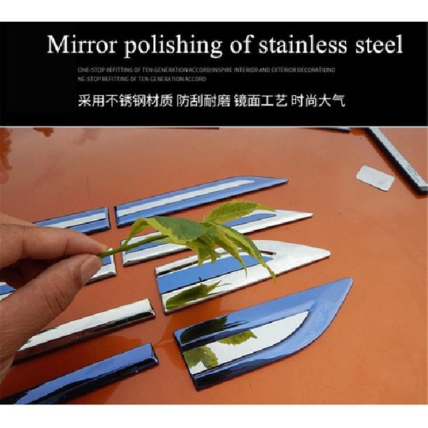 4Pcs Stainless Steel Car SUV Front Side Fender Cover Trims Door Dagger Emblem