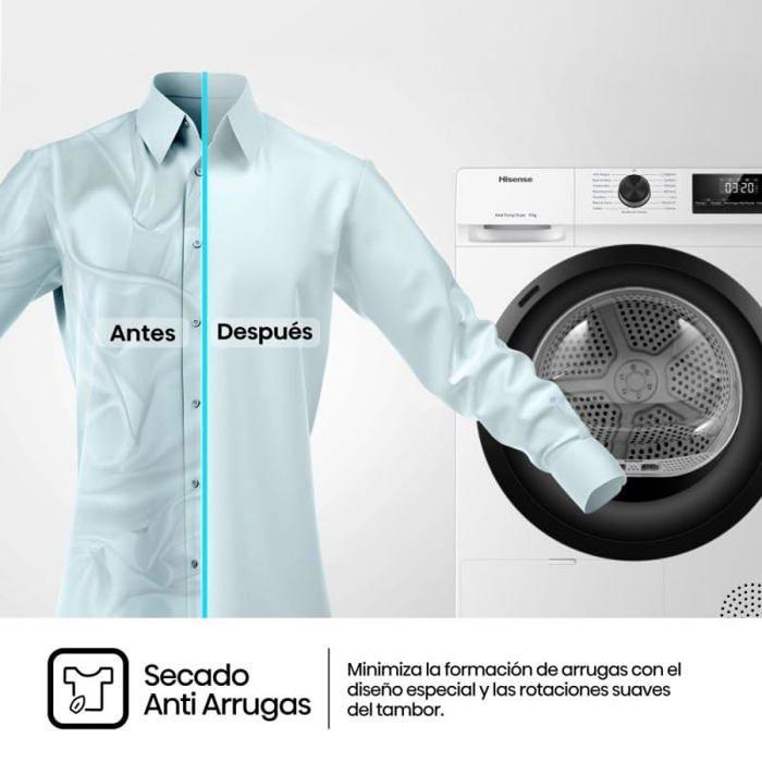 Sèche-linge avec pompe à chaleur - Hisense - DHQE800BW2 - 8 kg - A++ - Hublot - Noir - Grand écran - 16 programmes
