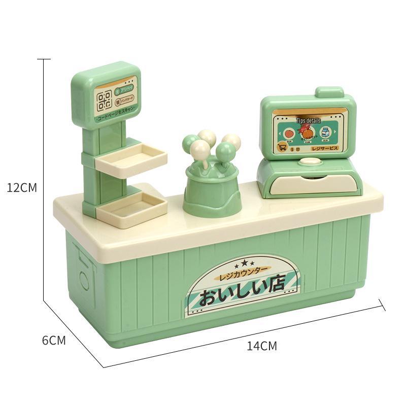 Miniature Supermarket Playset: Cash Register & Snack Rack for Dollhouses мятный зеленый